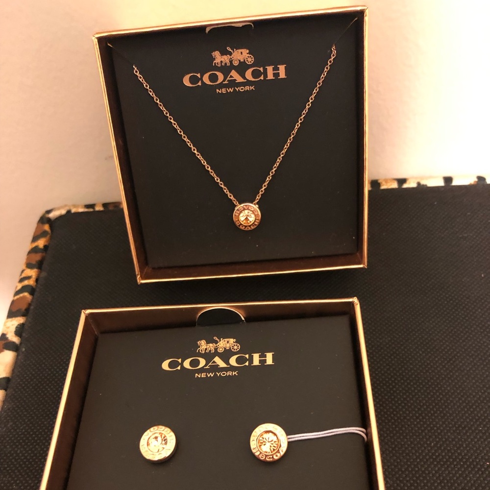 Coach Rose Gold necklace and earring set